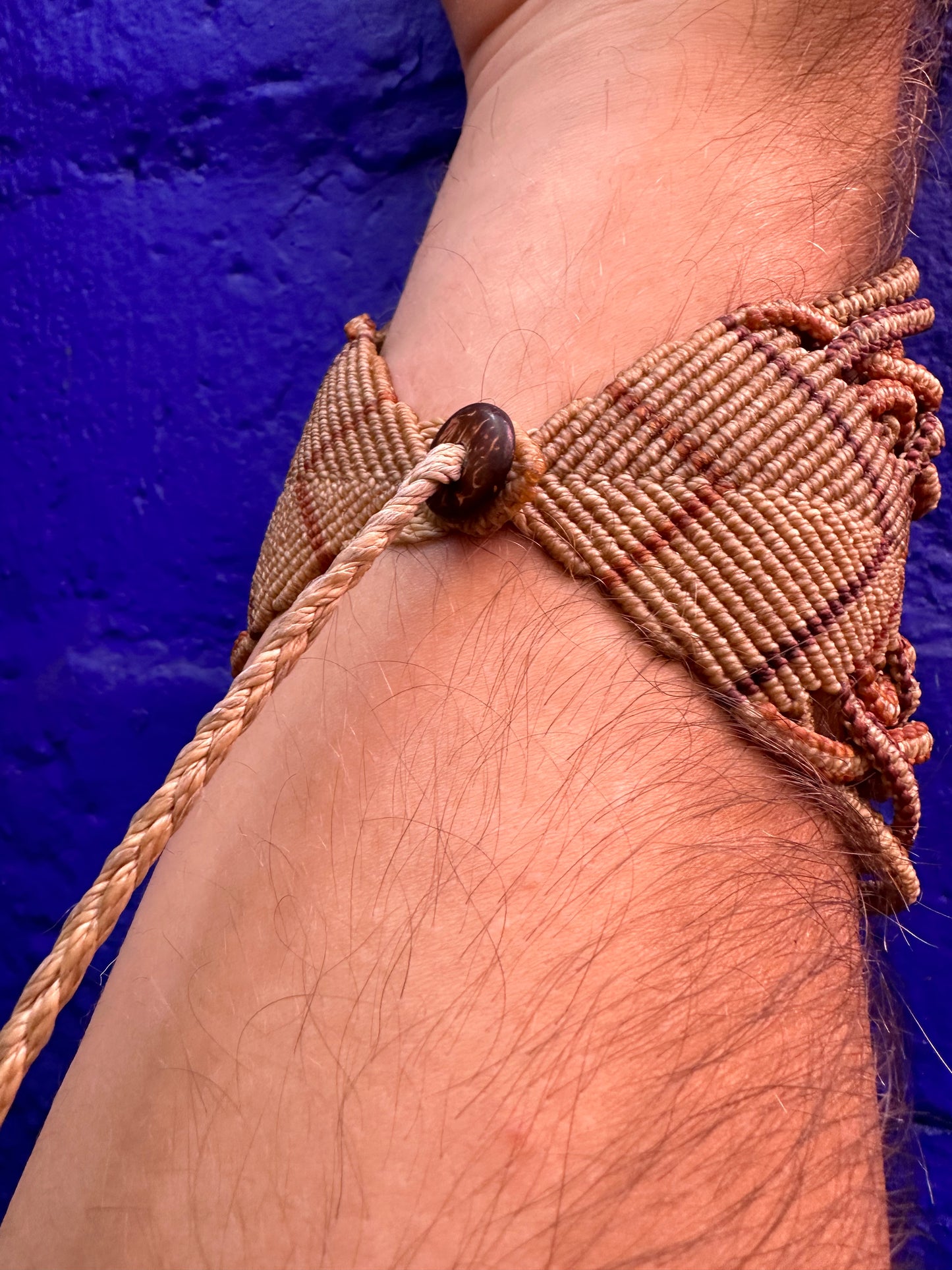Handmade Orthoceras Fossil & Macrame Cuff Bracelet