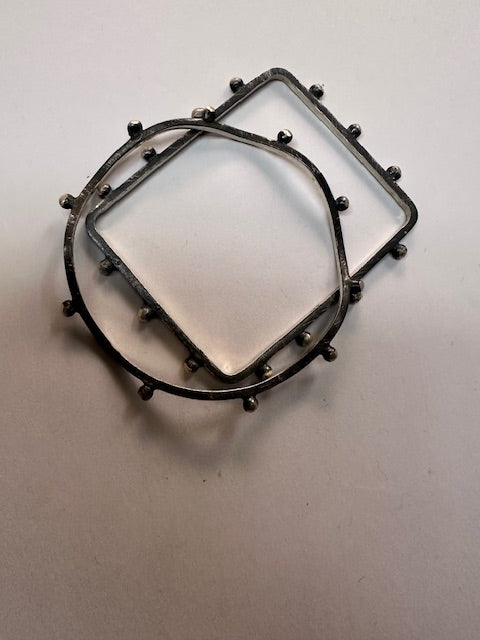 Handmade Oxidized Sterling Silver Geometric Bangles