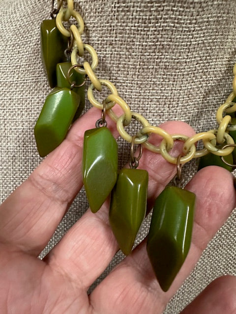 Vintage Green Bakelite Necklace