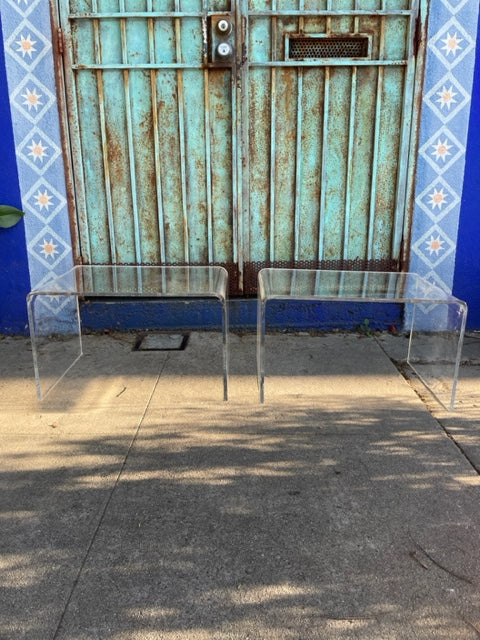 Vintage Clear Lucite End Table Set