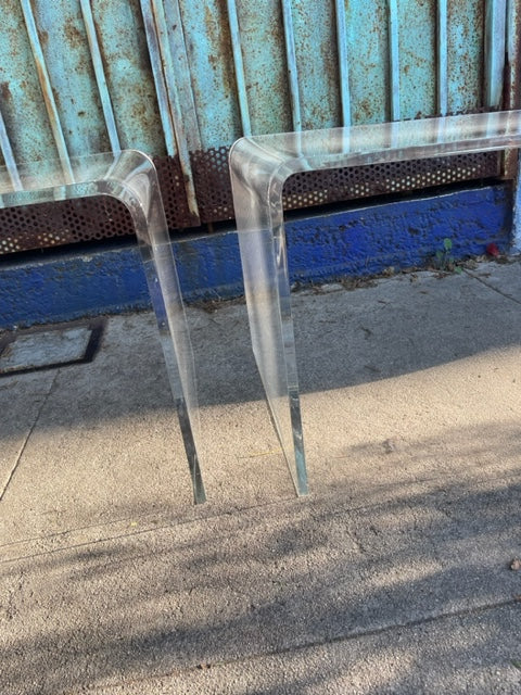 Vintage Clear Lucite End Table Set