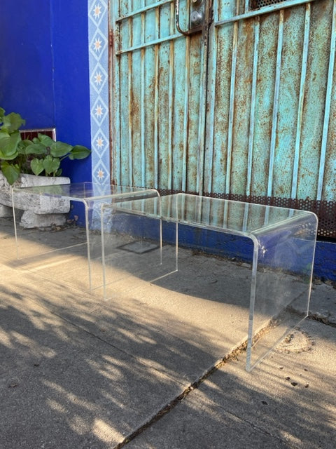 Vintage Clear Lucite End Table Set