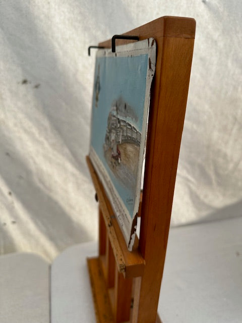 Vintage Mexican Train Crash Retablo with Easel