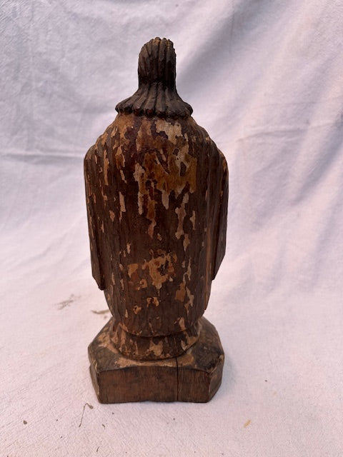 Antique Hand Carved Hand Painted Santo With Bone Face