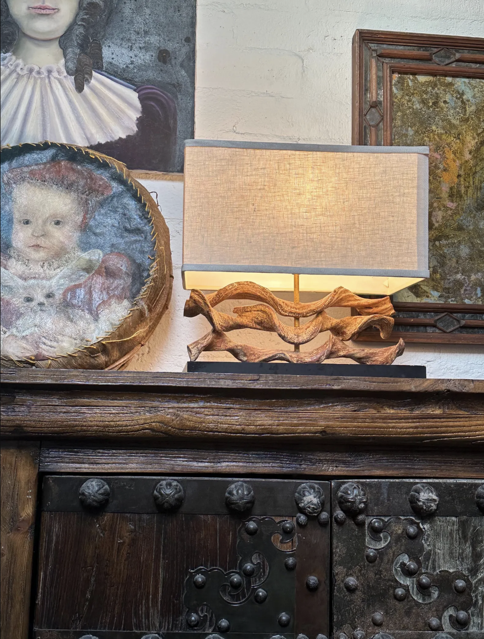 Vintage Antler Lamp with Shade