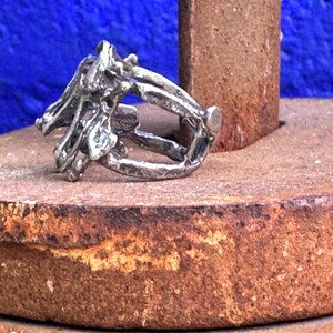 Vintage Sterling Silver Modernist Brutalst Ring Size 7.5