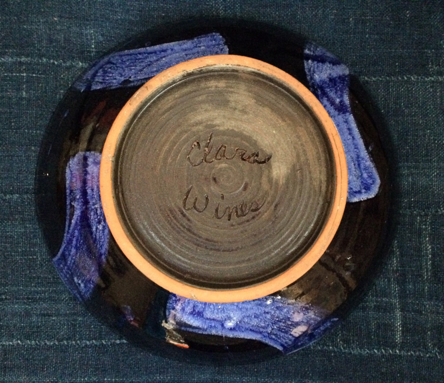 Handmade Blue Ceramic Serving Bowl