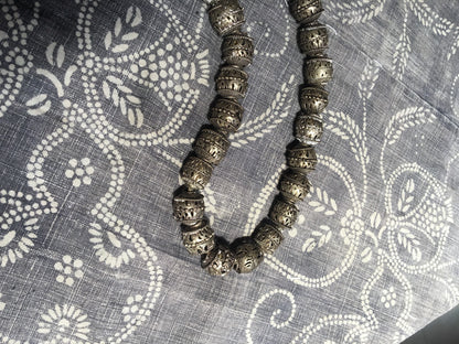 Vintage Moroccan Metal Berber Bead Necklace