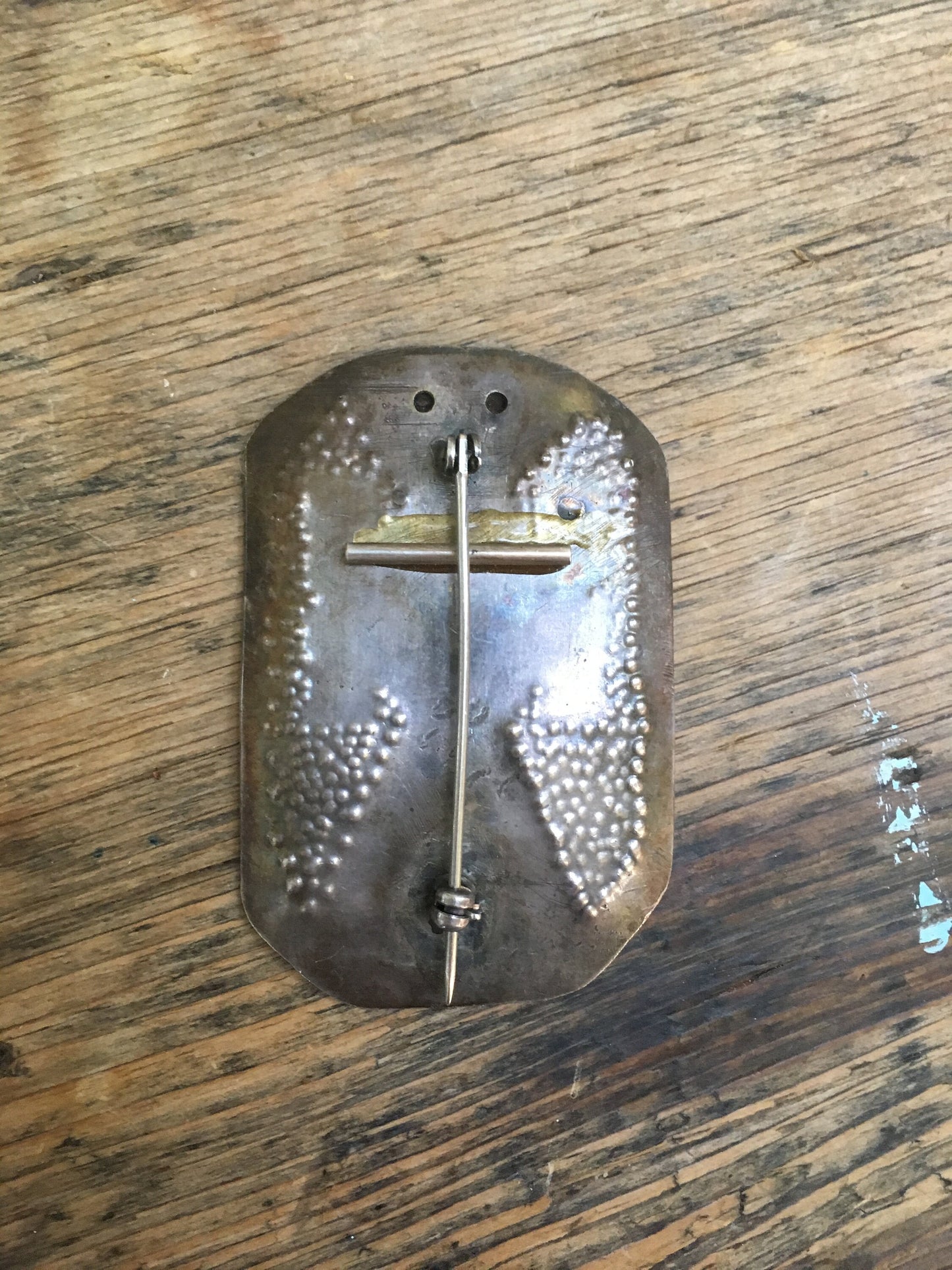 Antique Mexican Brass/Silver Abstract Pin