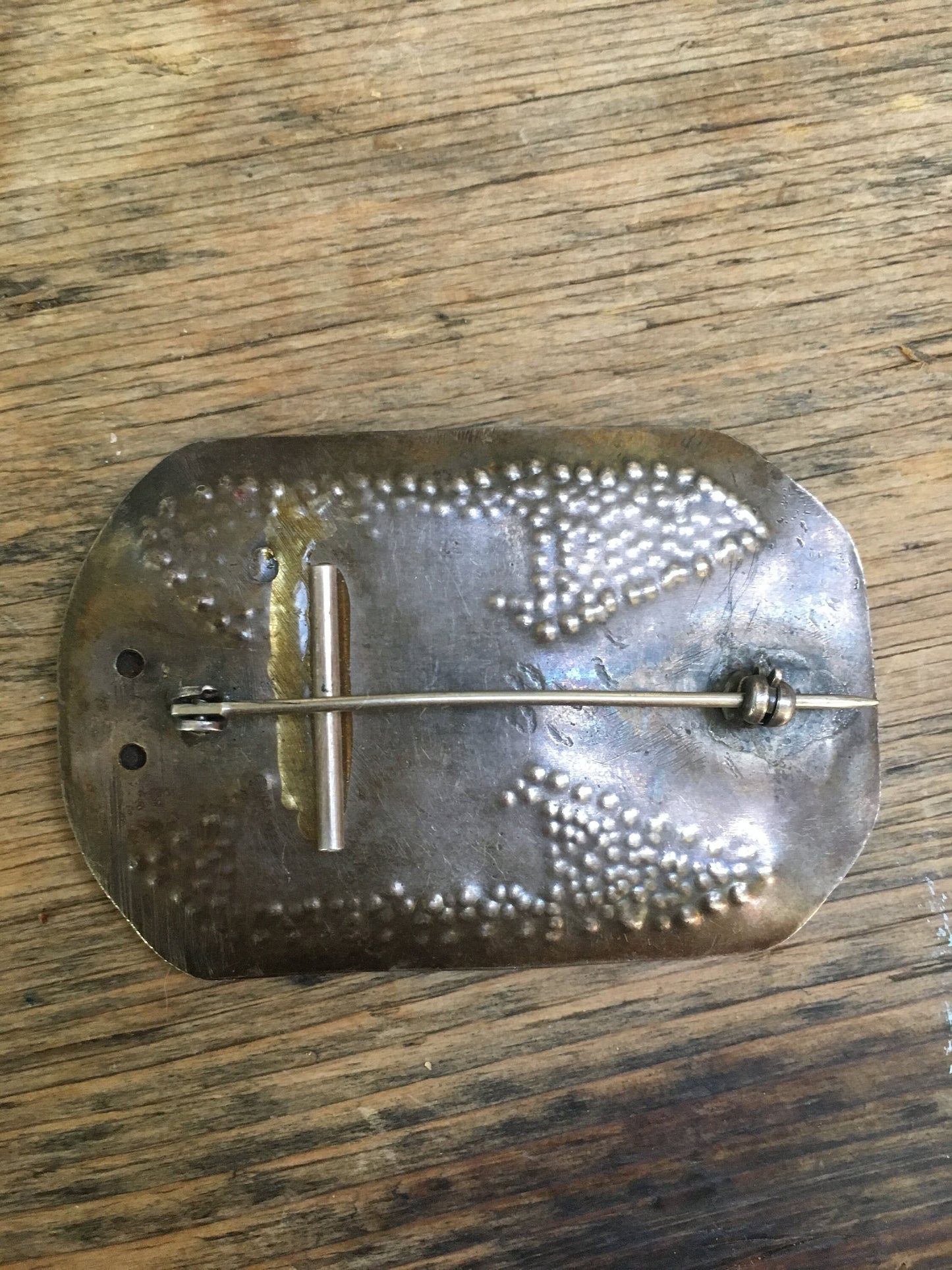 Antique Mexican Brass/Silver Abstract Pin