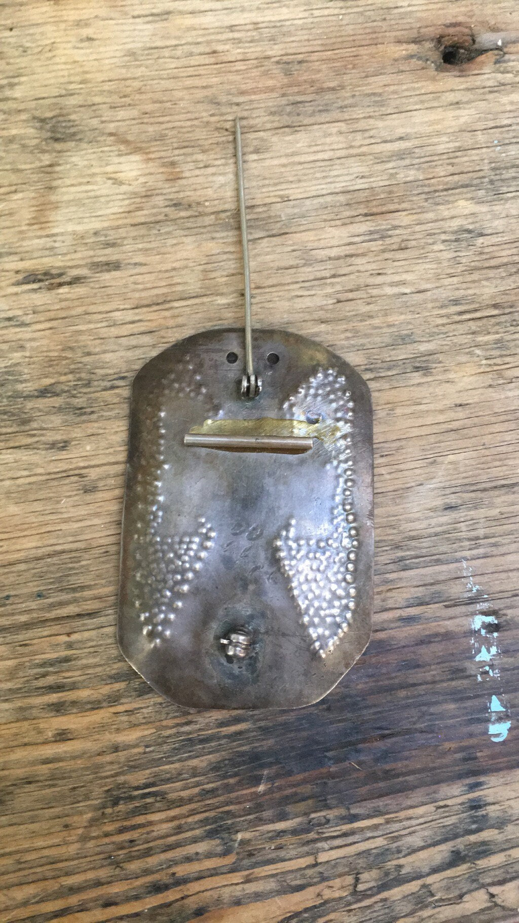 Antique Mexican Brass/Silver Abstract Pin