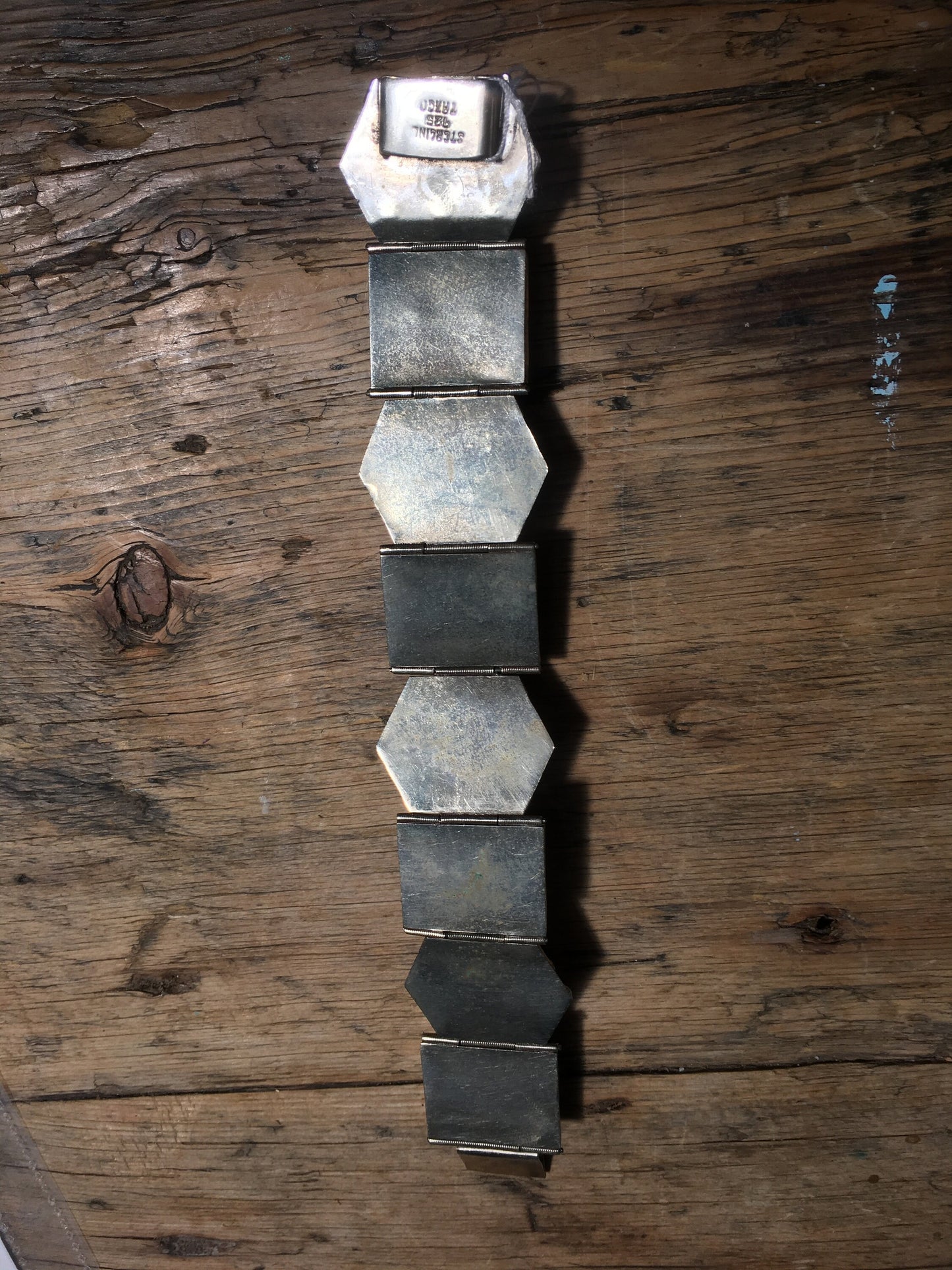 Vintage 1950's Mexican Aztec Onyx Warrior Mask Bracelet