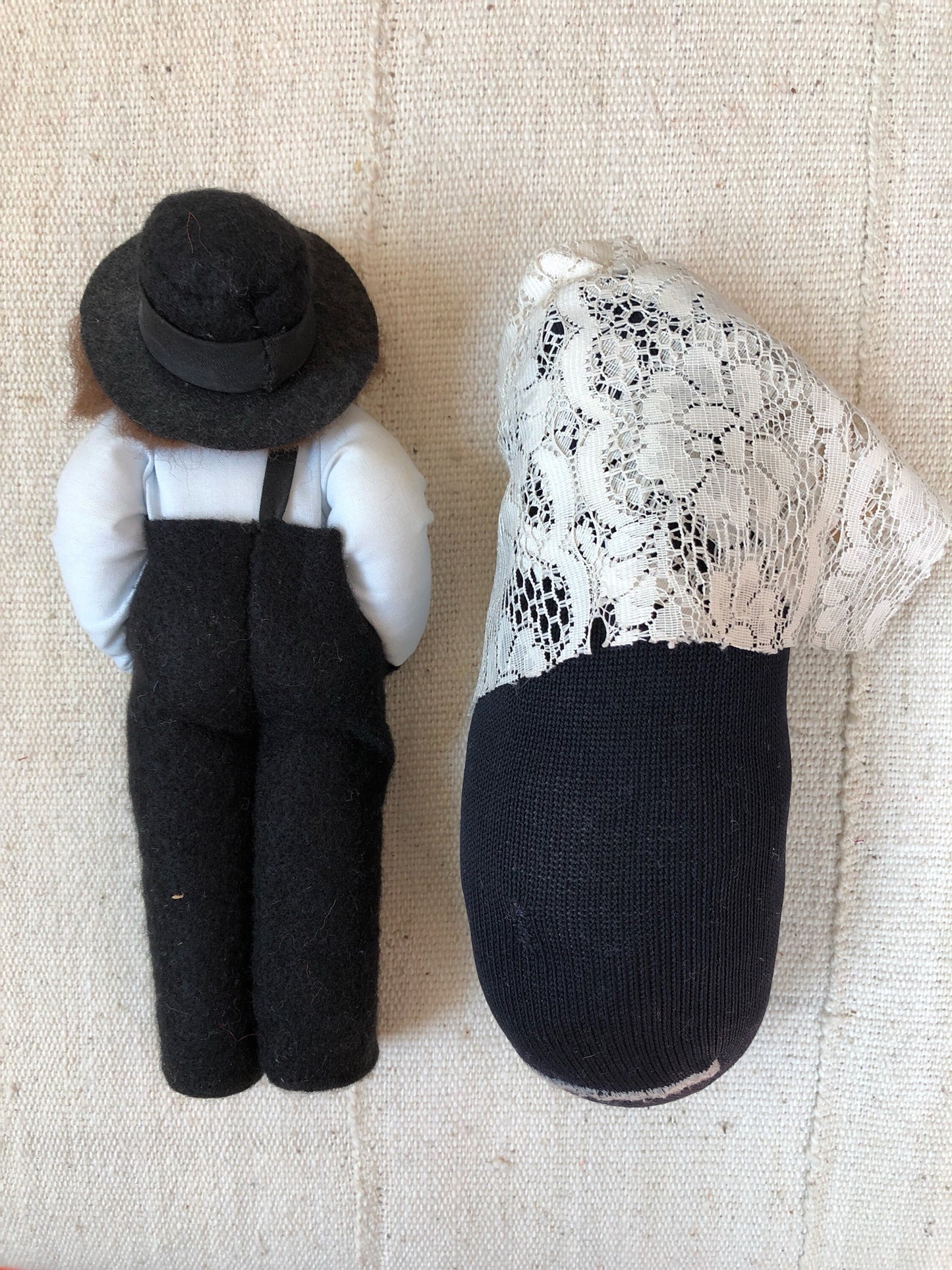 Old Jewish Couple Handmade Soft Sculpture Dolls