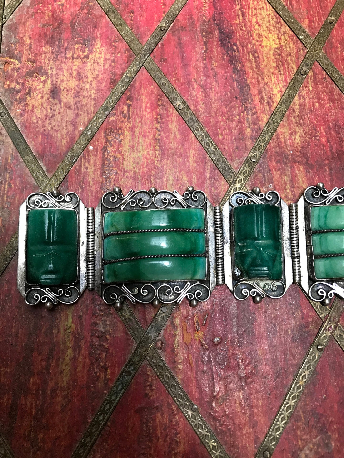 Vintage Mexican Green Mayan Green Bracelet