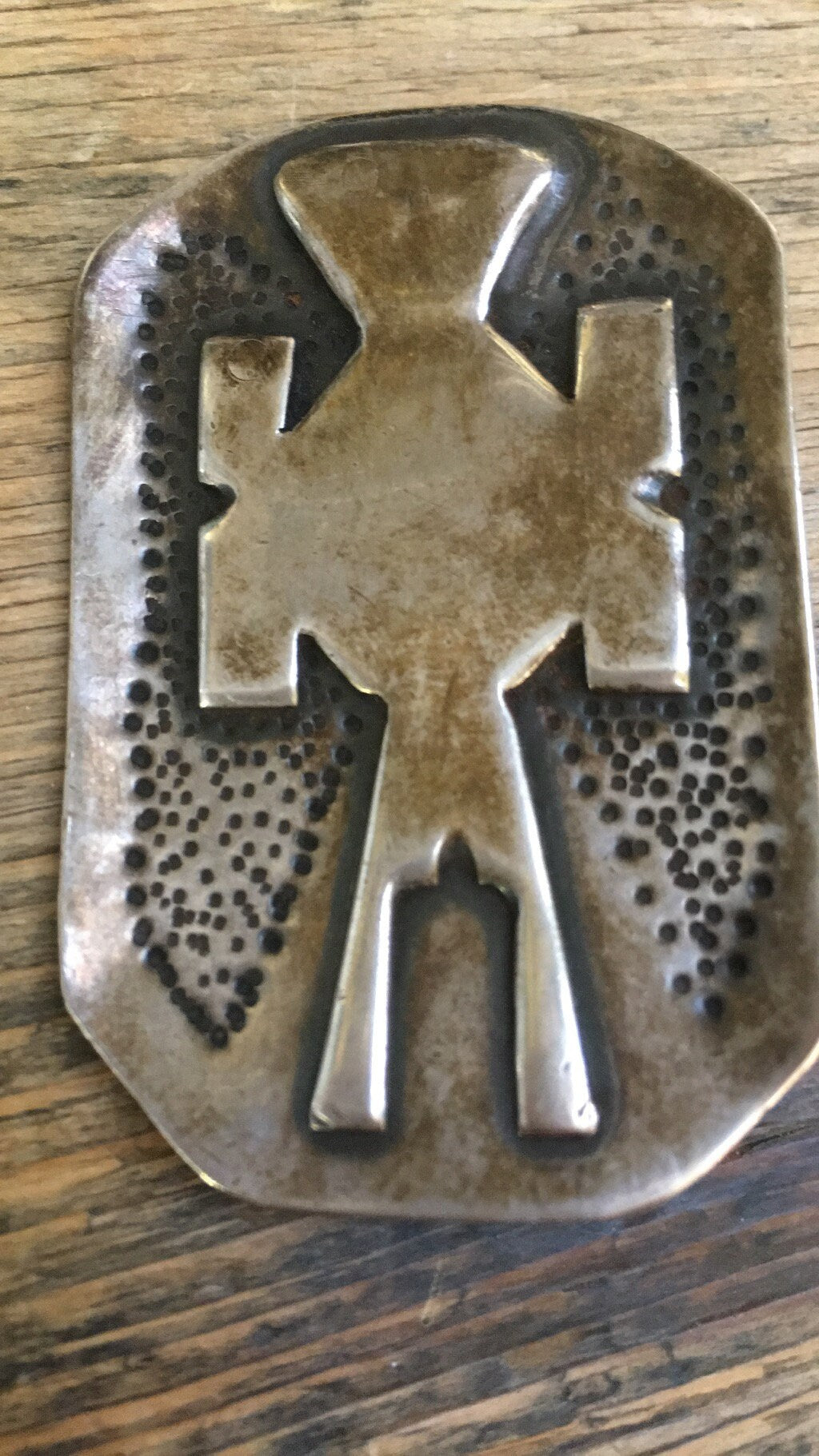Antique Mexican Brass/Silver Abstract Pin