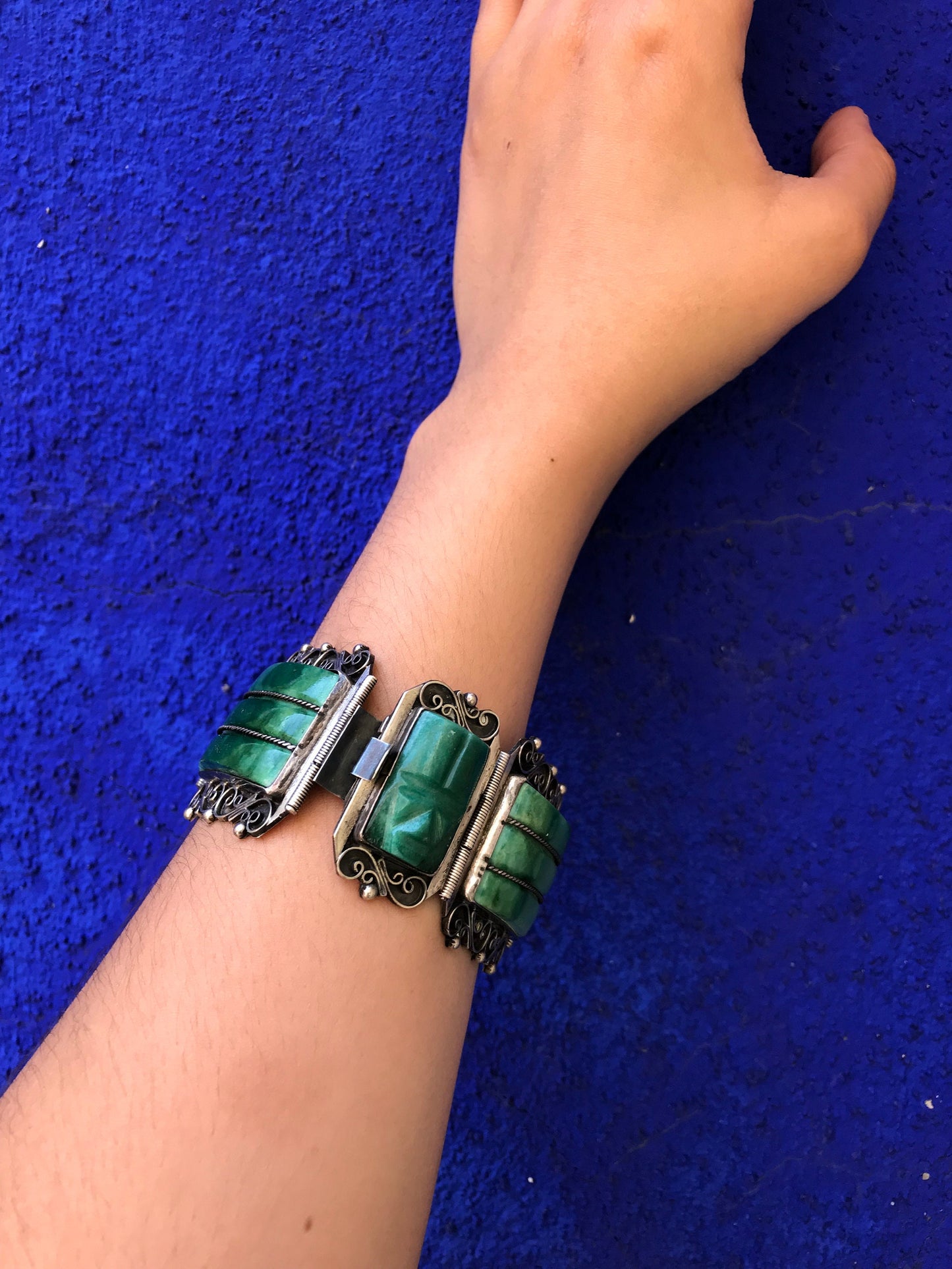 Vintage Mexican Green Mayan Green Bracelet