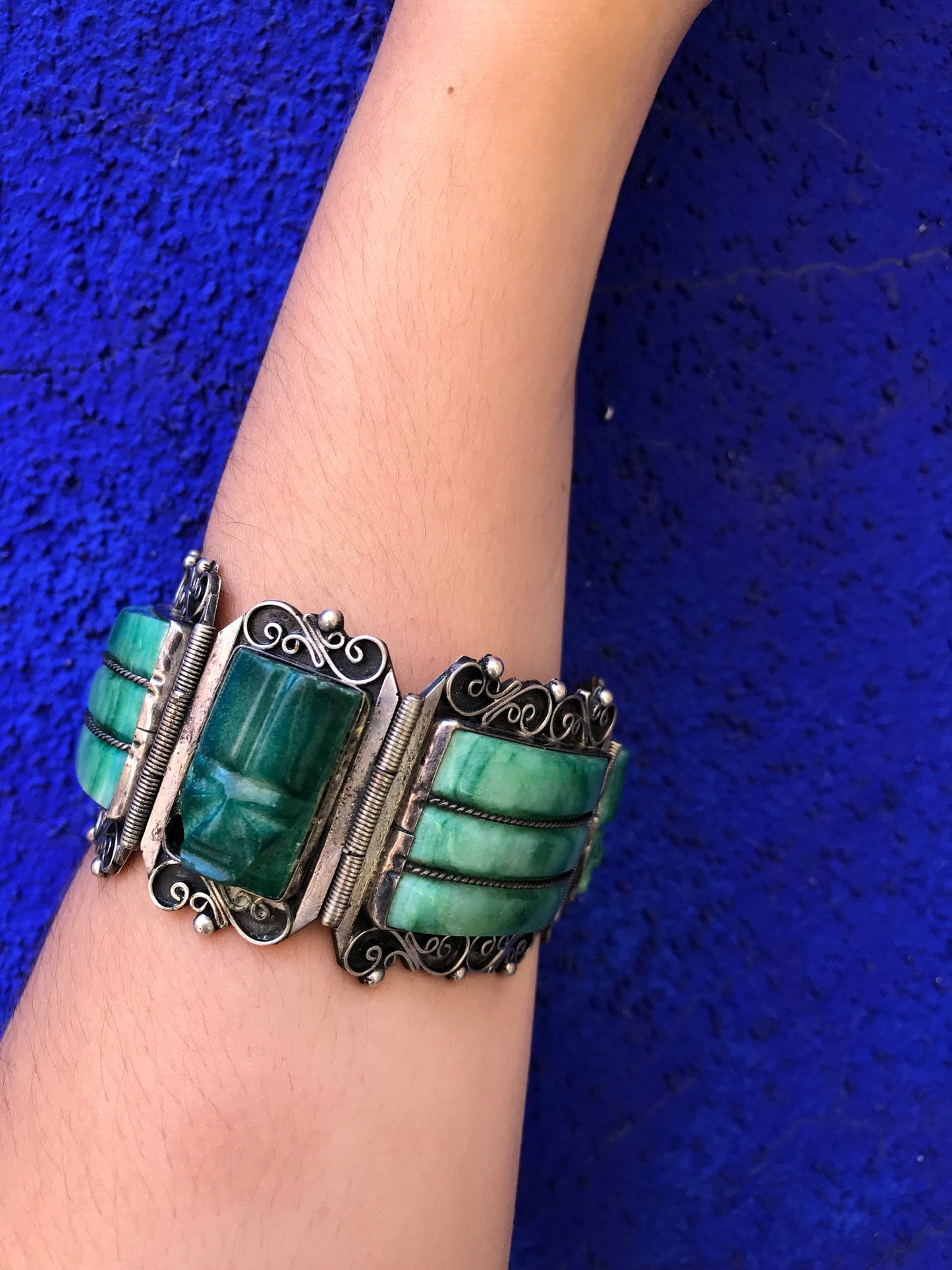 Vintage Mexican Green Mayan Green Bracelet