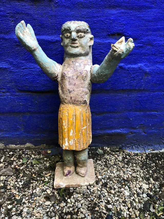 Vintage Antique Hand Carved Hand Painted East Indian Woman Folk Art