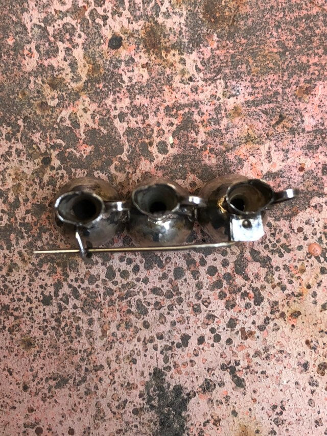 Vintage Mexican Sterling Silver Three Vessel Broach
