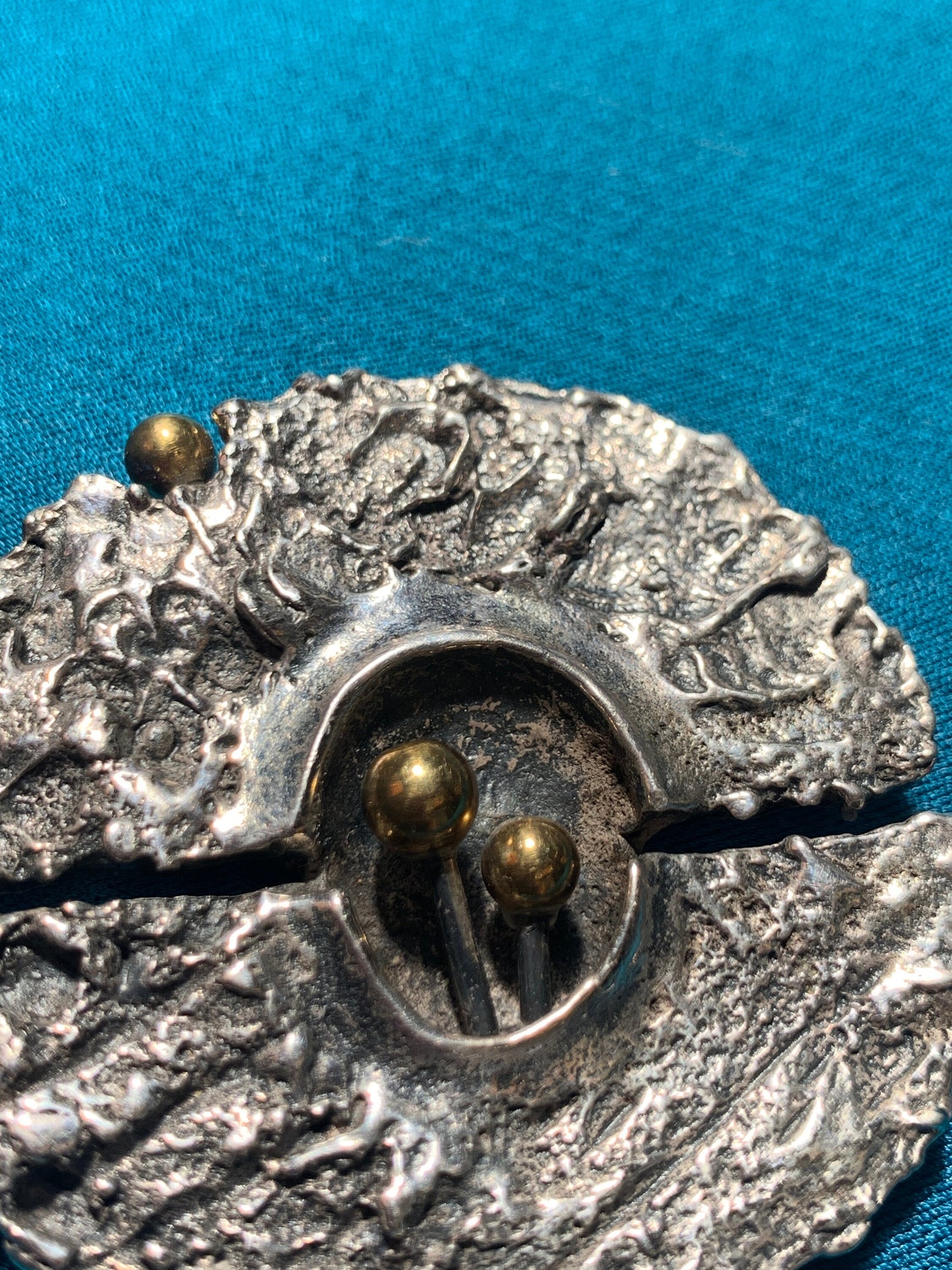 Guy Vidal Brutalist Pewter/Brass Circle Brooch