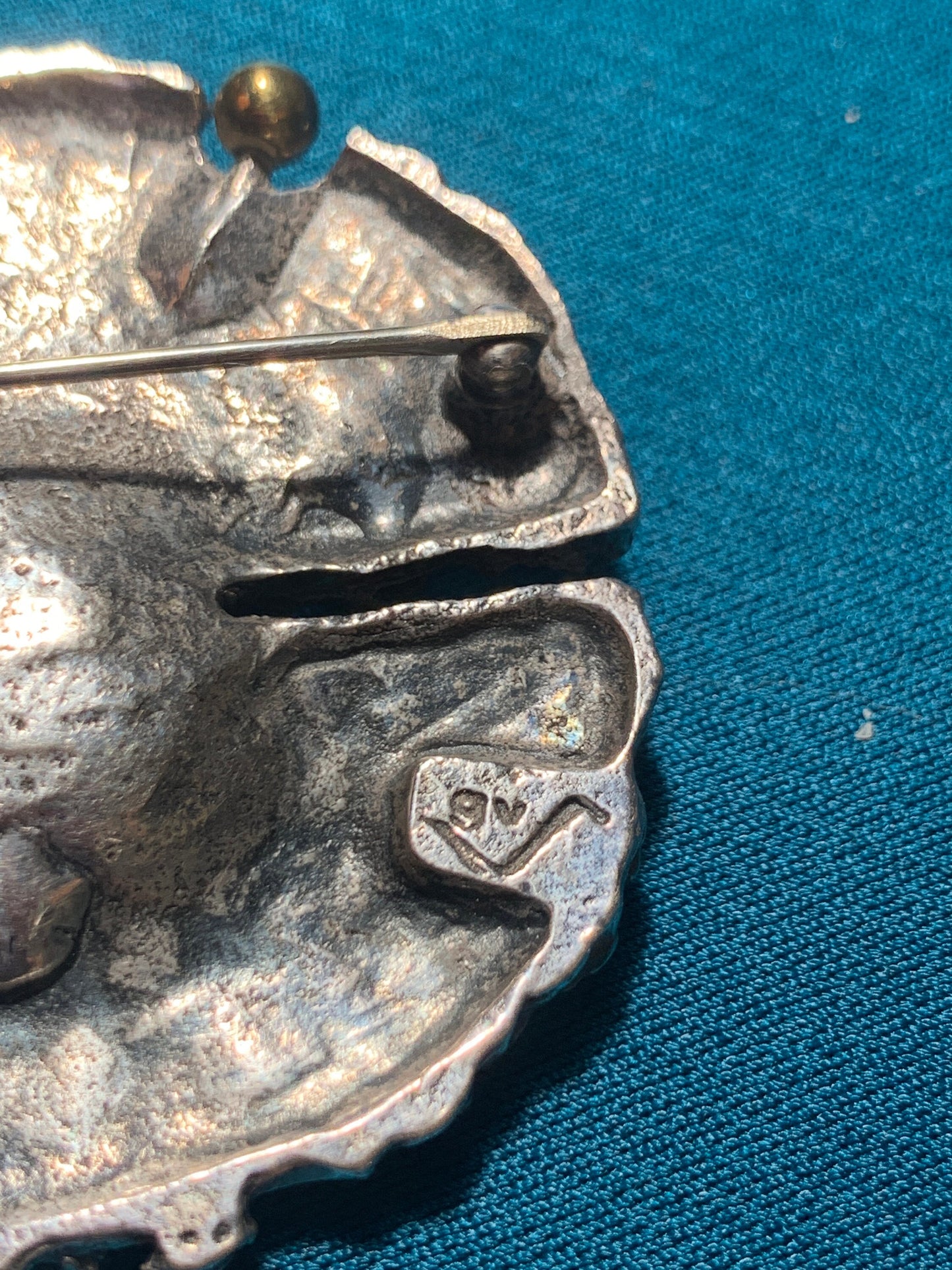 Guy Vidal Brutalist Pewter/Brass Circle Brooch
