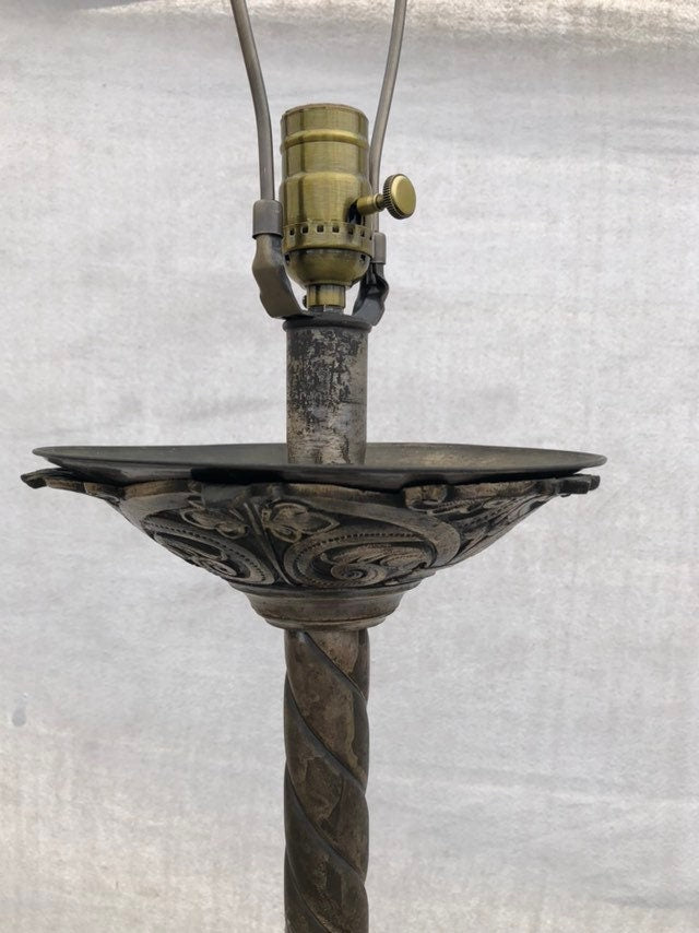 Vintage Pair of Altar Church Gothic Catholic Candle Stick Holder Lamps