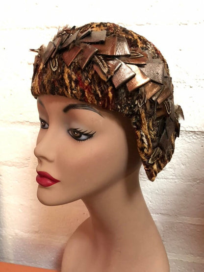 Handmade Multi - Feather Helmet Hat
