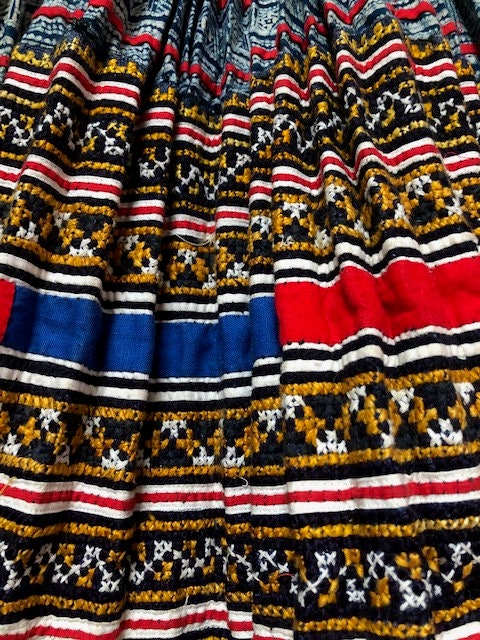 Vintage Vietnamese Hmong Embroidered Tribal Skirt
