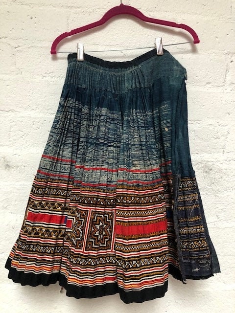 Vintage Vietnamese Hmong Embroidered Tribal Skirt