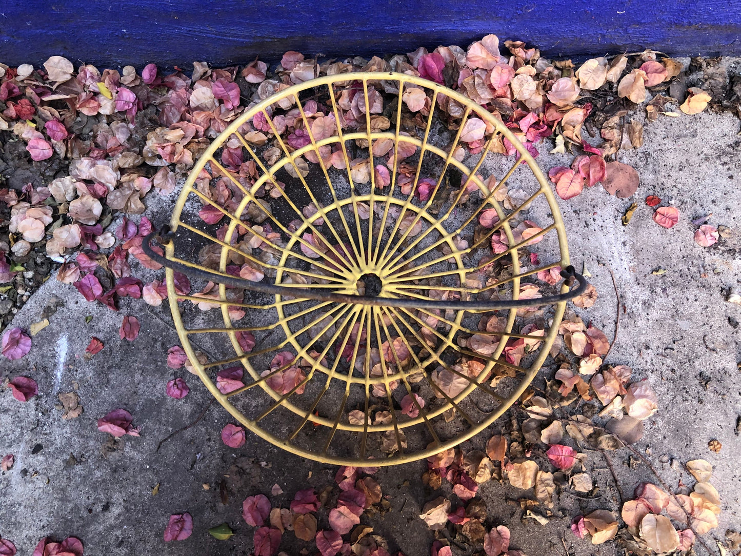 Vintage Wire and Yellow Rubber Basket with Handle