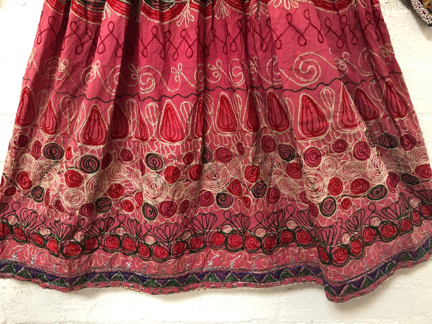 Vintage Afghani Kutchi Handmade Hand Embroidered Dress Wall Art