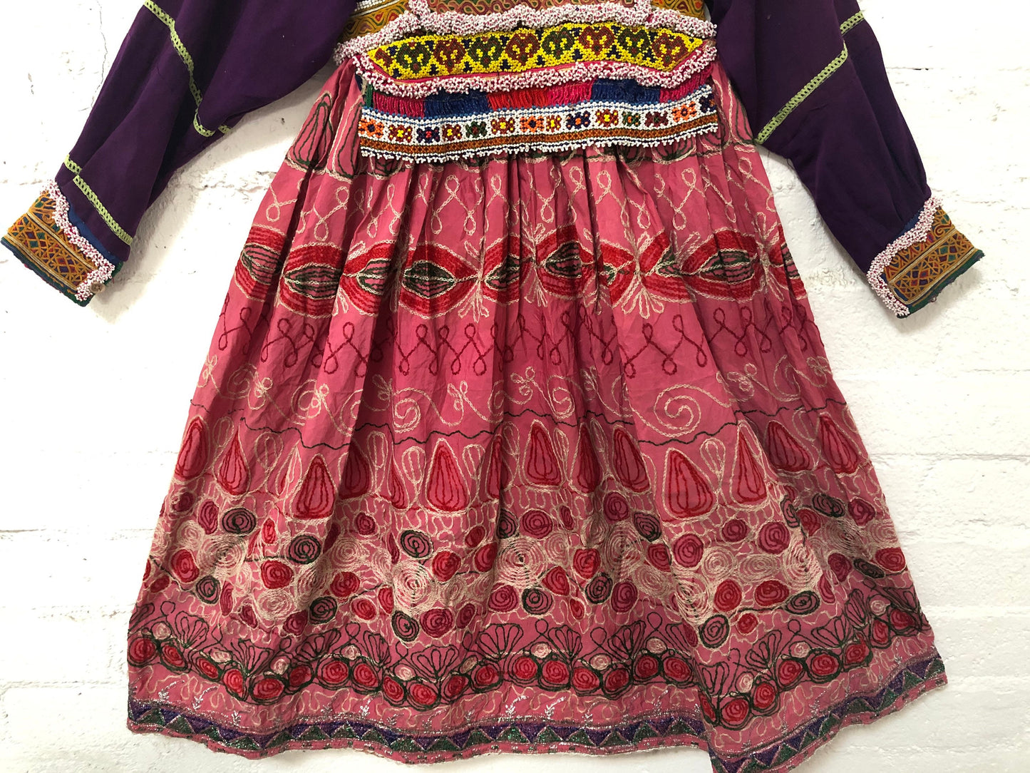 Vintage Afghani Kutchi Handmade Hand Embroidered Dress Wall Art
