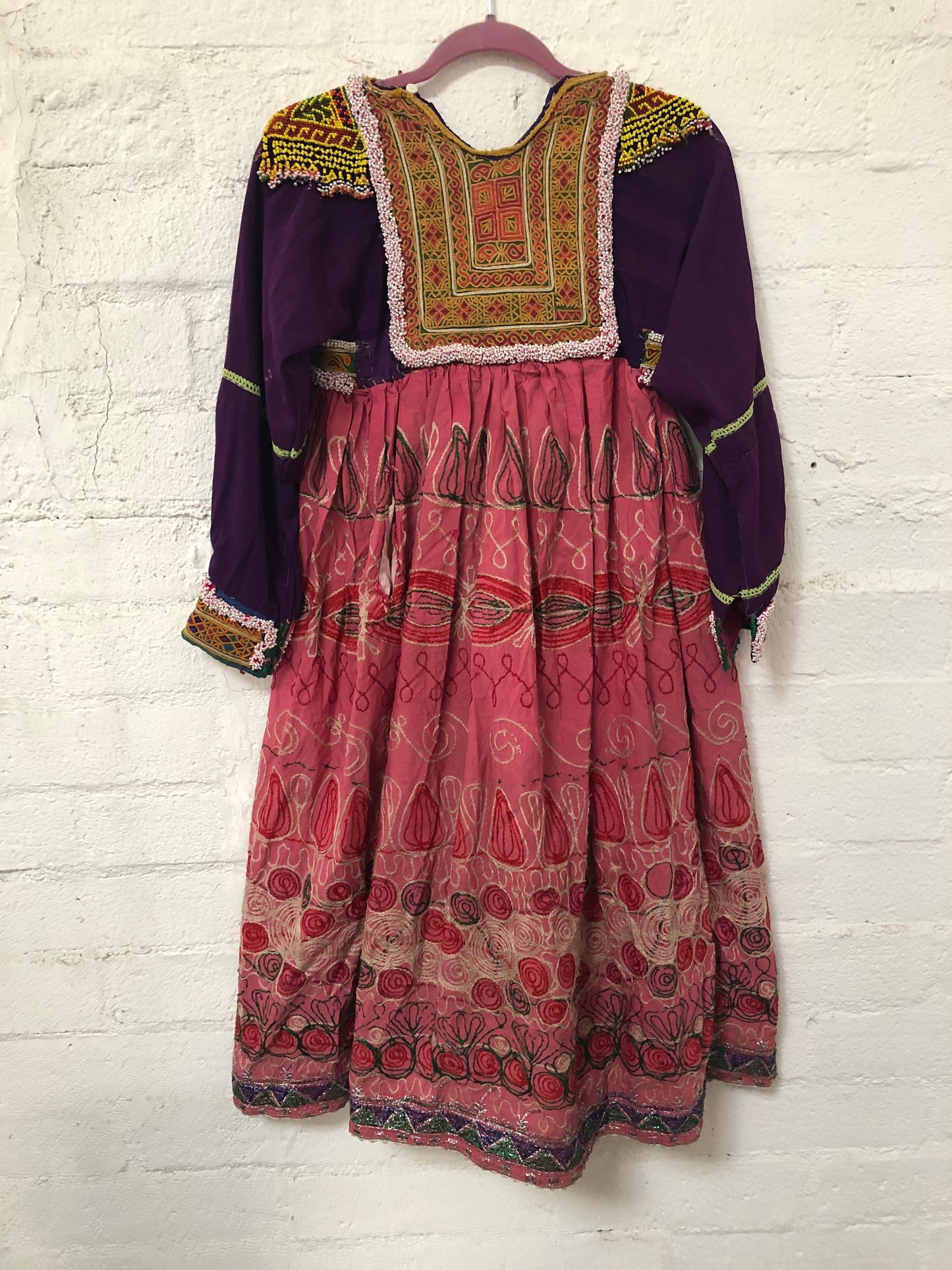 Vintage Afghani Kutchi Handmade Hand Embroidered Dress Wall Art