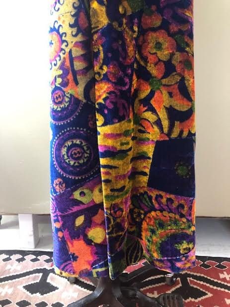 Vintage Velvet Funky Long Sleeve Long Dress