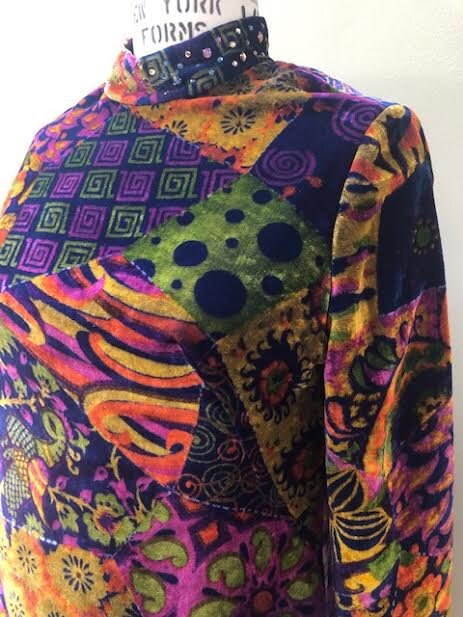 Vintage Velvet Funky Long Sleeve Long Dress