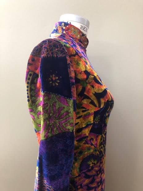 Vintage Velvet Funky Long Sleeve Long Dress