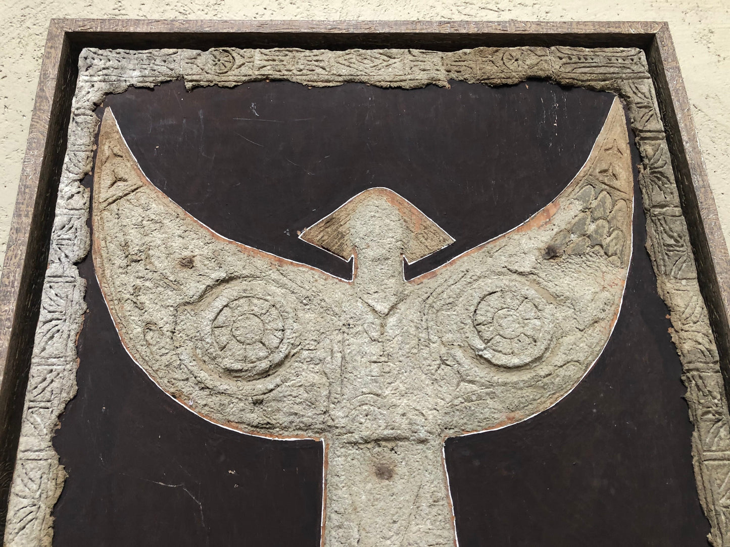 Mid Century Mixed Media Plaster and Paper Mache Angel Art