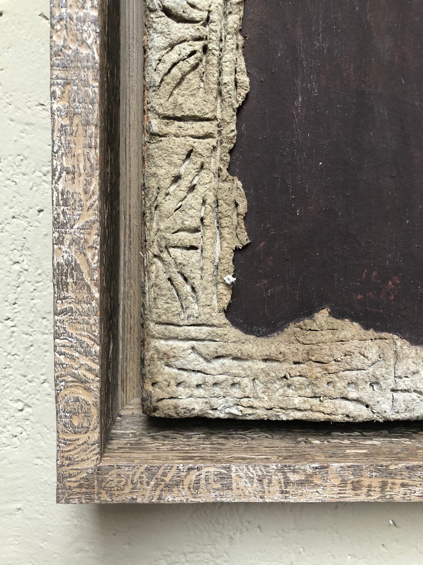 Mid Century Mixed Media Plaster and Paper Mache Angel Art