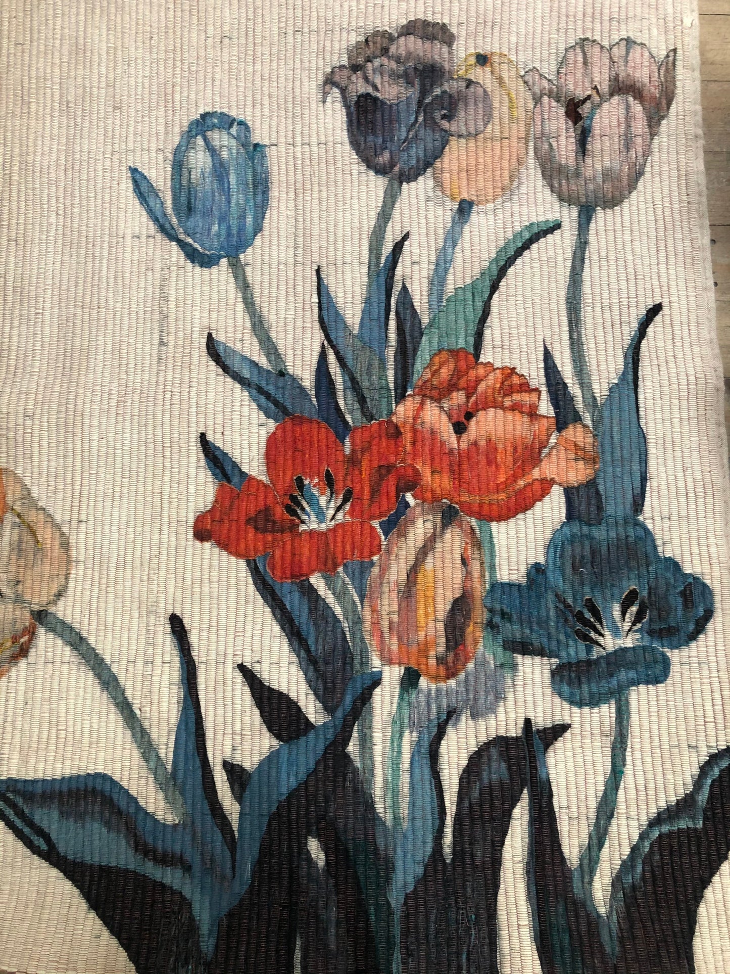 Vintage Handwoven Tapestry Cluster of Tulips Made in Peru