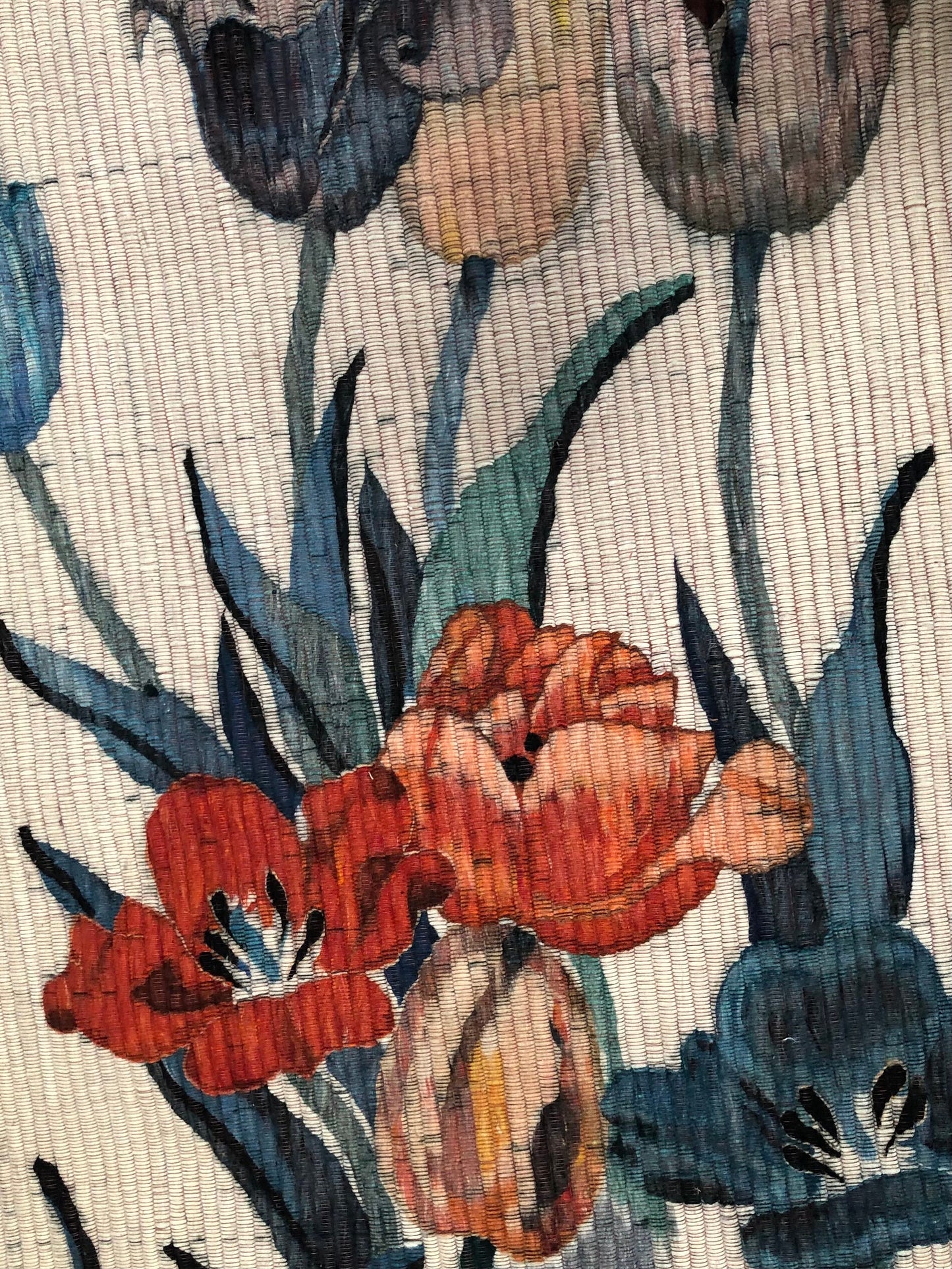Vintage Handwoven Tapestry Cluster of Tulips Made in Peru
