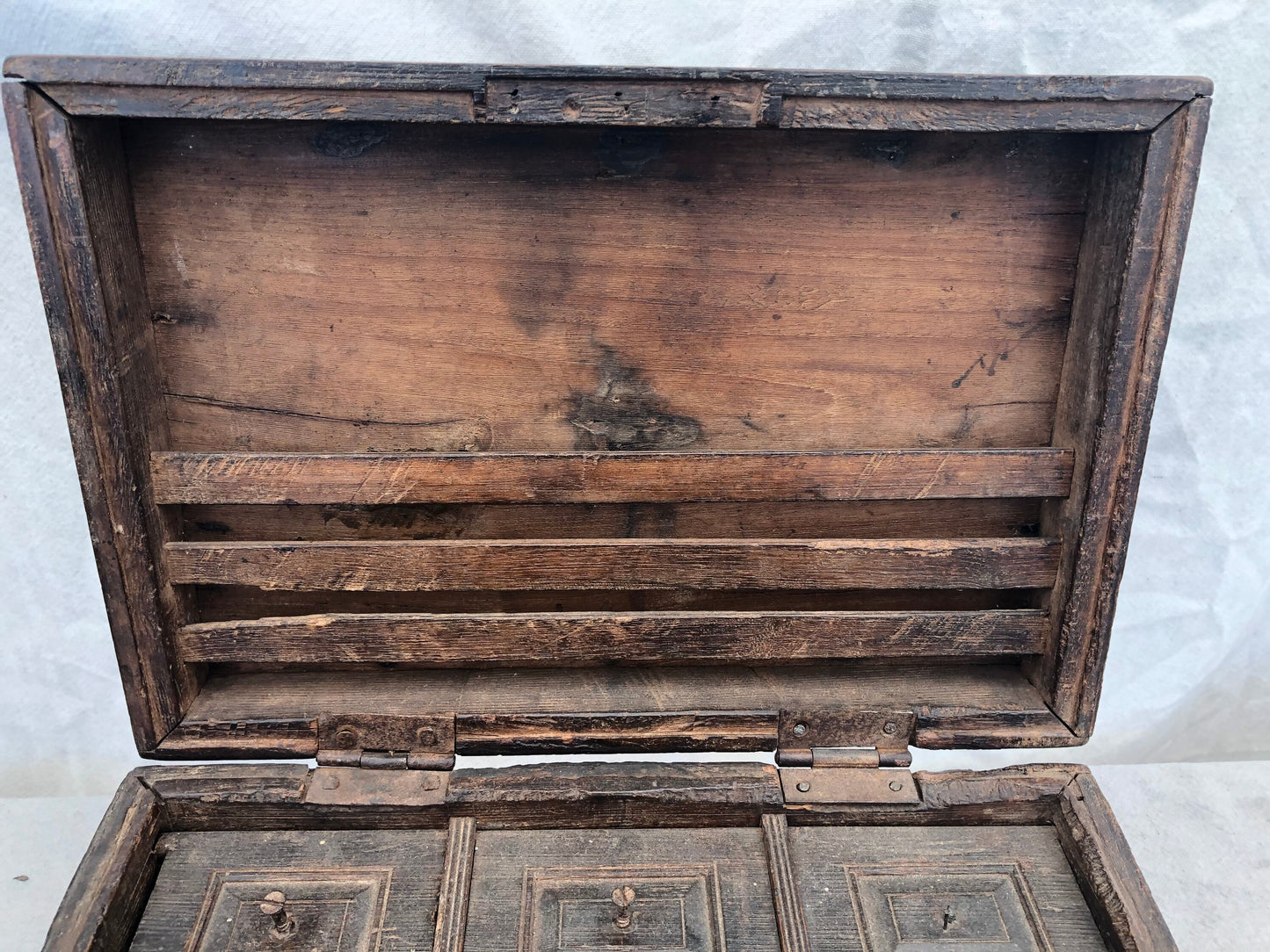 Antique Vintage Wooden Indian Secretarial Box