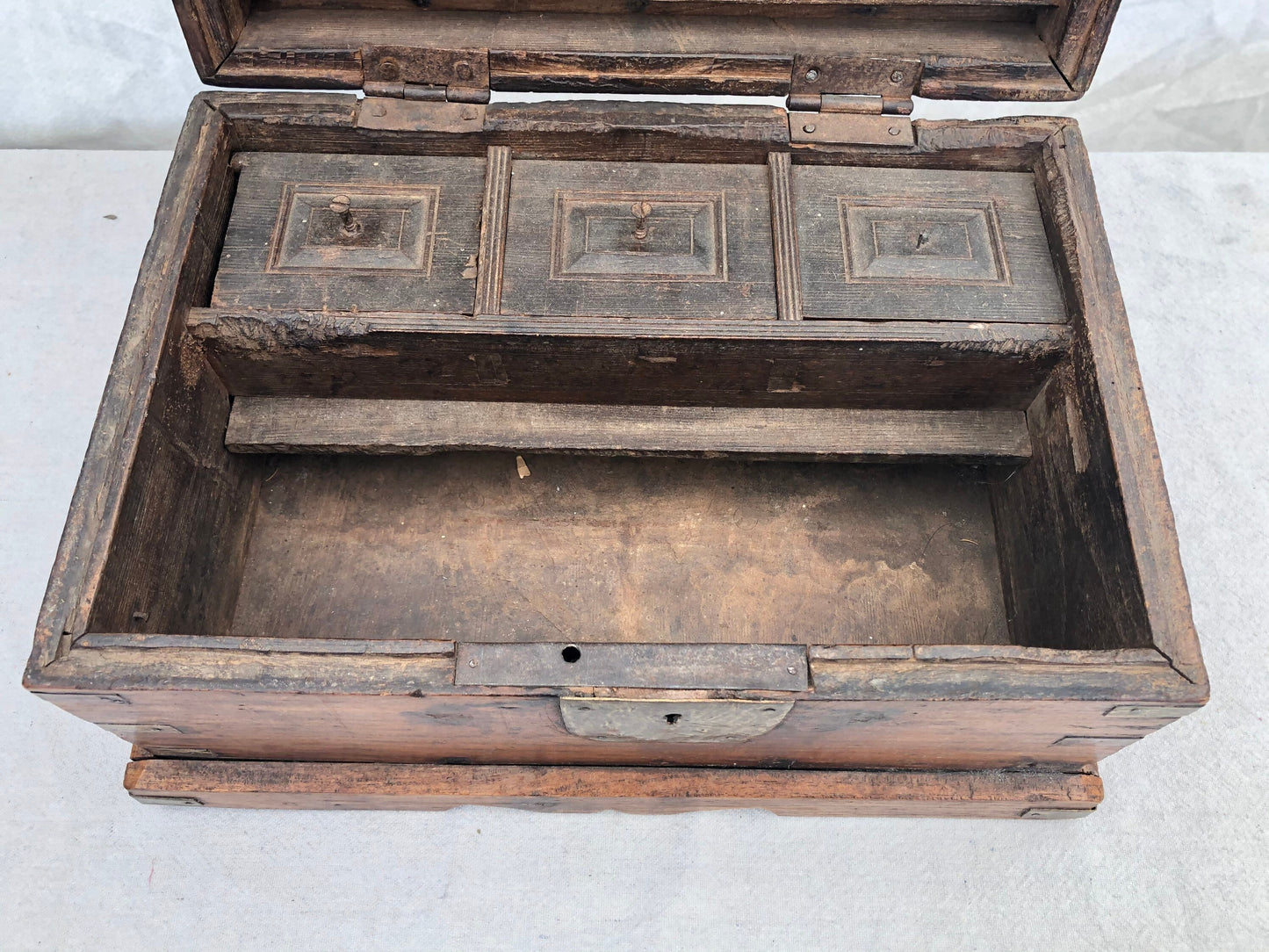 Antique Vintage Wooden Indian Secretarial Box