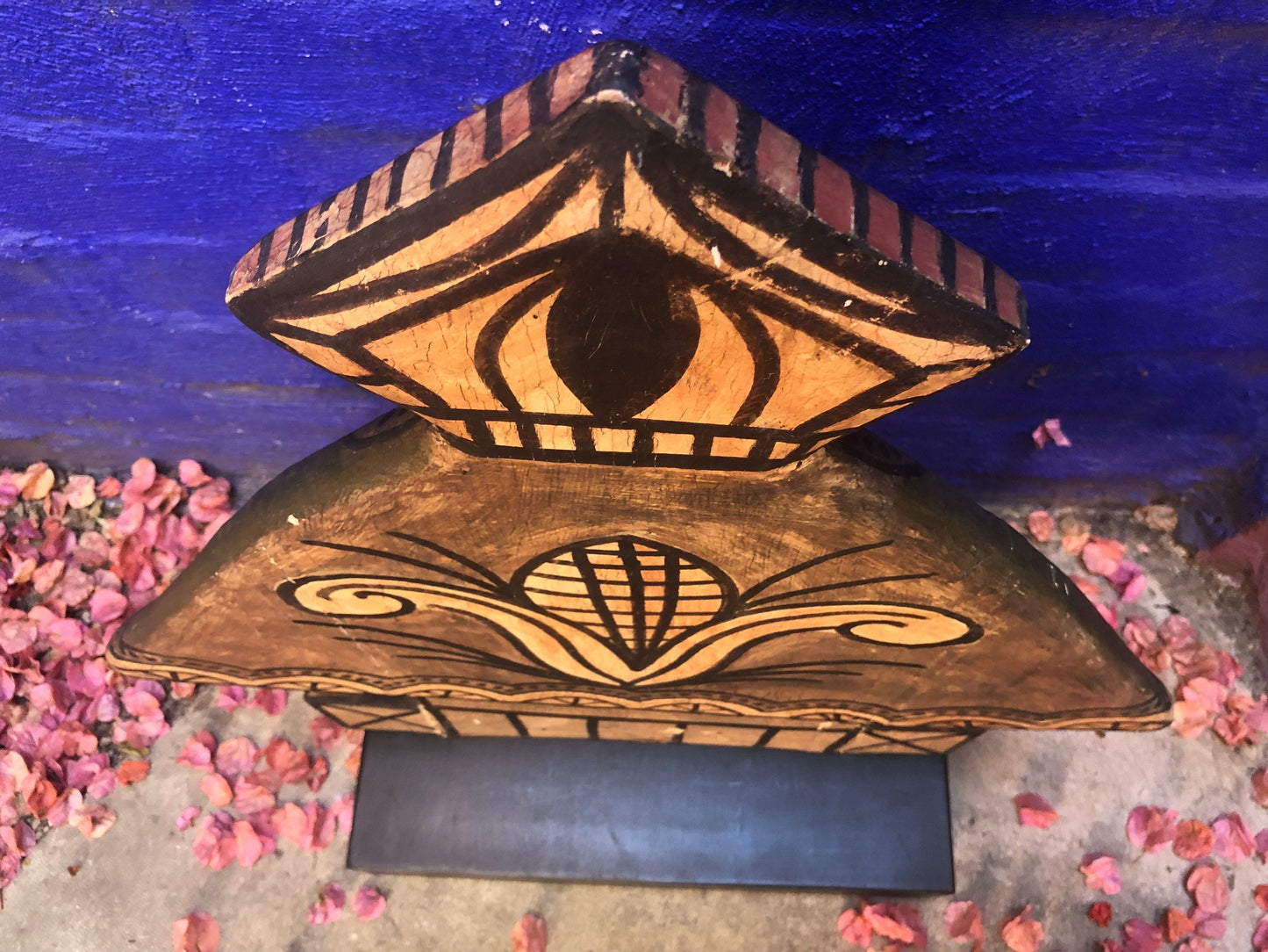 Religious Madonna Figure on Wood Stand