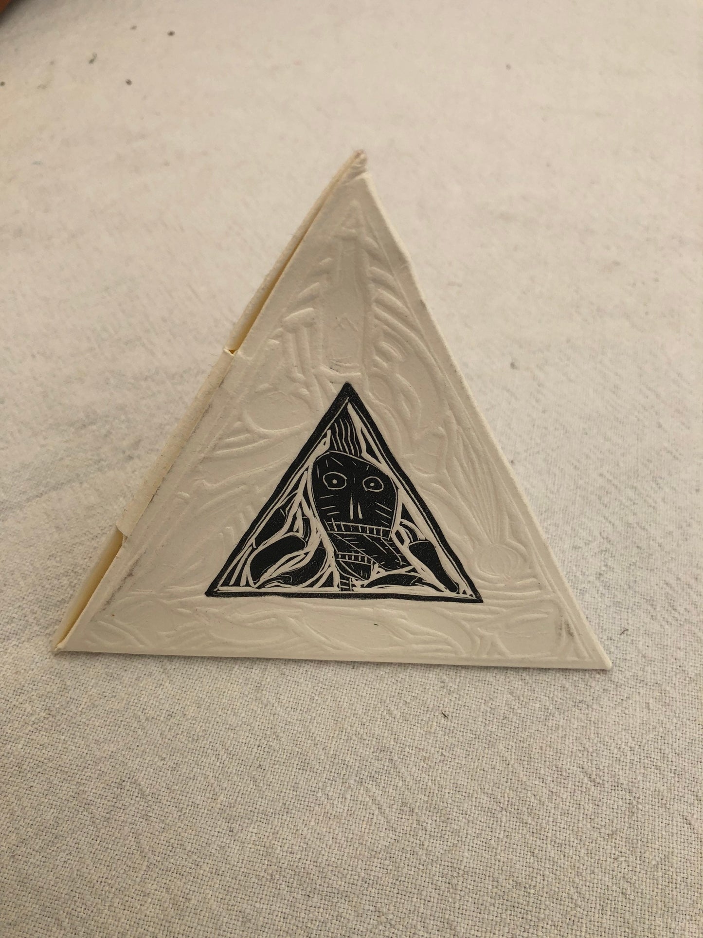 Cube Triangle Mexican Linocut by Joel Redon 1992