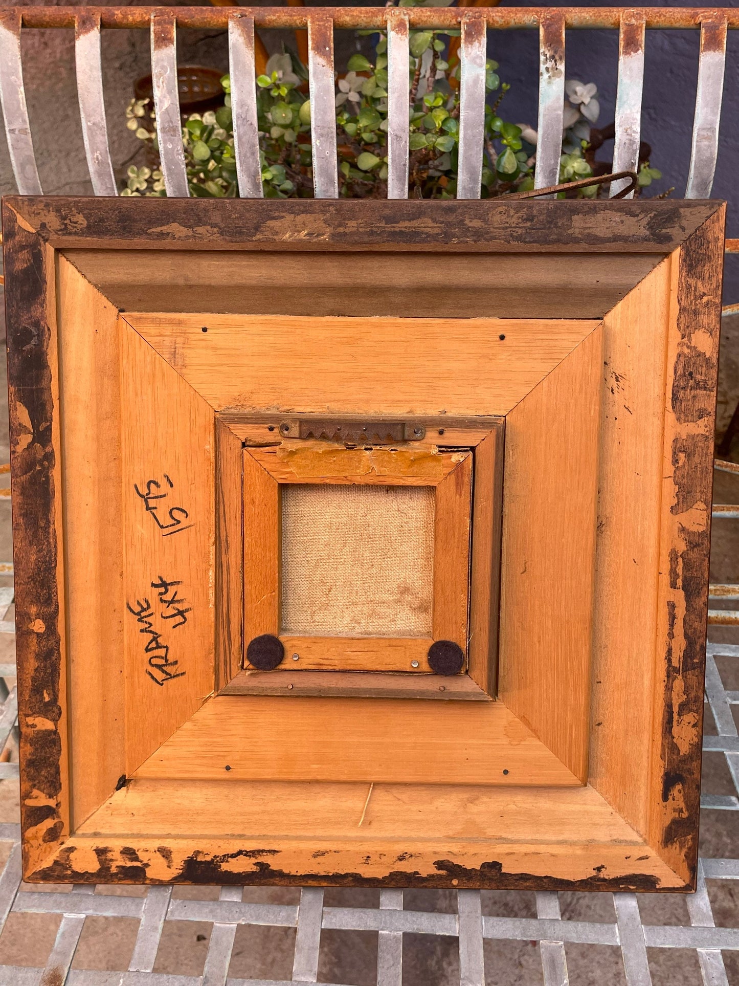 Folk Art Still Life Cracked Egg Oil Painting Wooden Frame