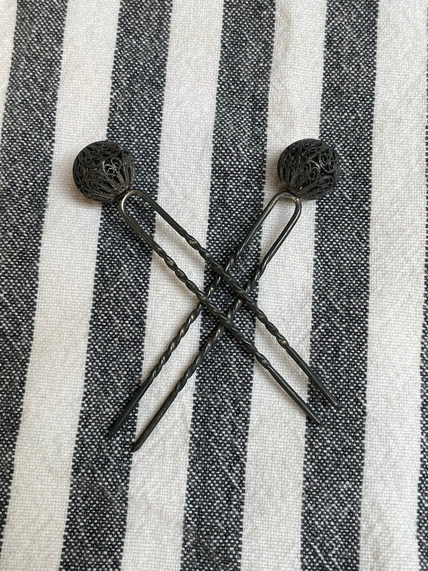 Vintage 1920s Silver Hair Pins