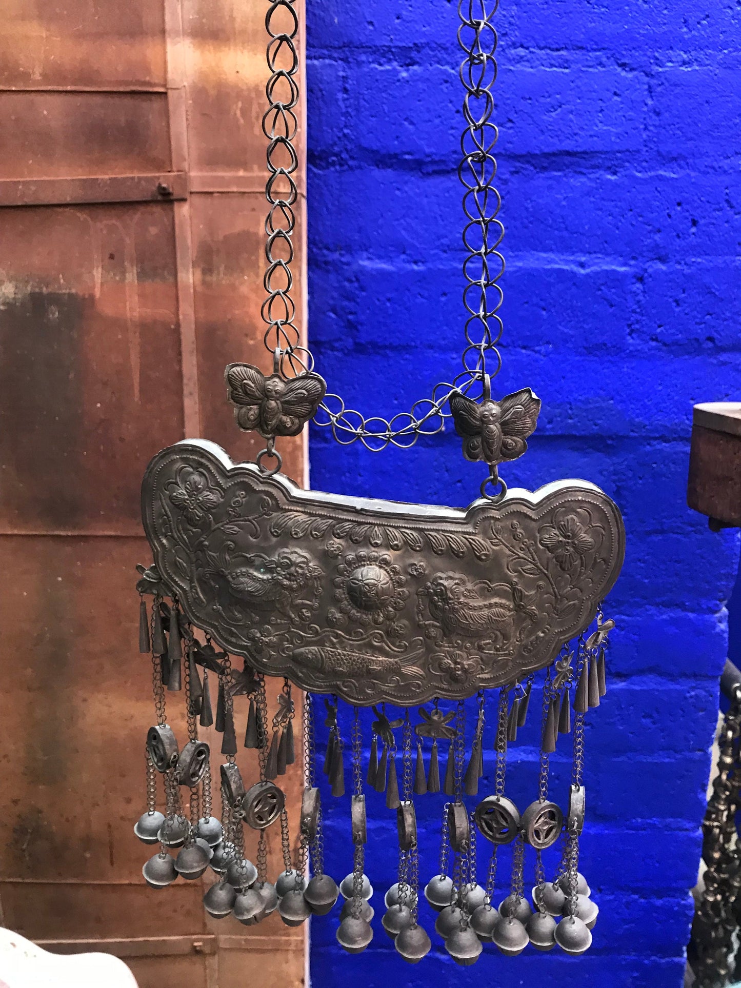 Antique Chinese Miao Metal Repousse Necklace