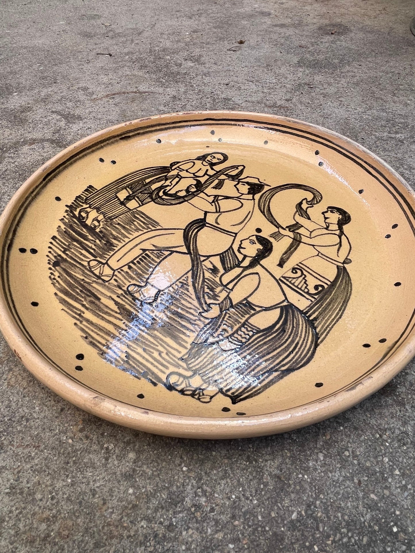 Vintage Mexican Handpainted Cermanic Plate by L. Moreales