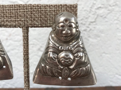 Vintage Chinese Silver Triangular Buddha Earrings