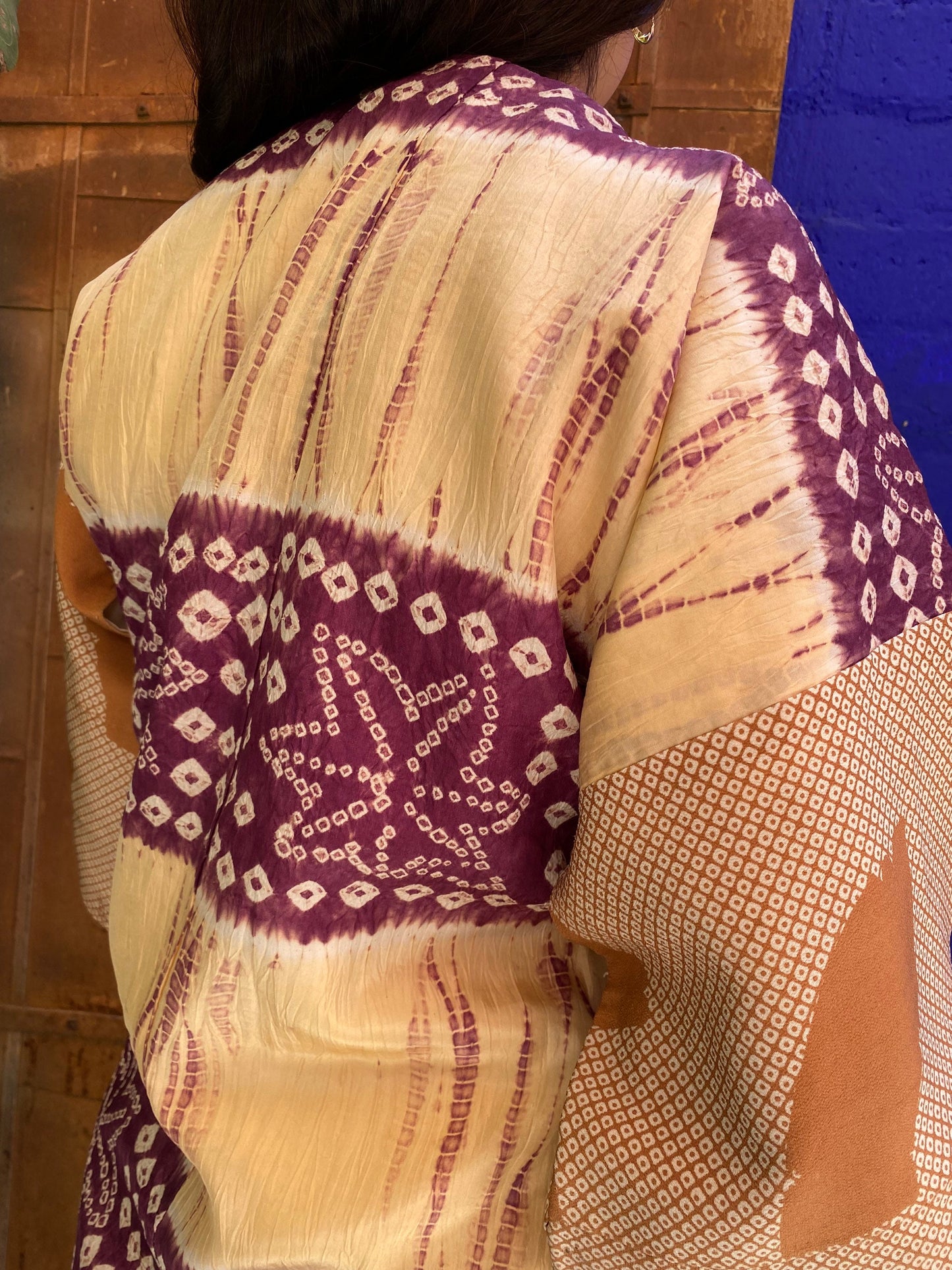 Vintage Silk Purple and Butter Yellow Kimono Jacket
